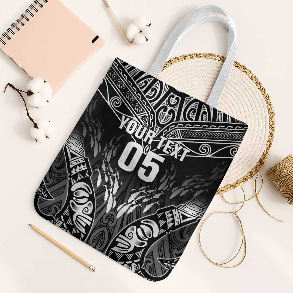 Custom New Zealand Fishing Tote Bag Aotearoa Maori Koru LT05 White Strap One Size Black - Polynesian Pride