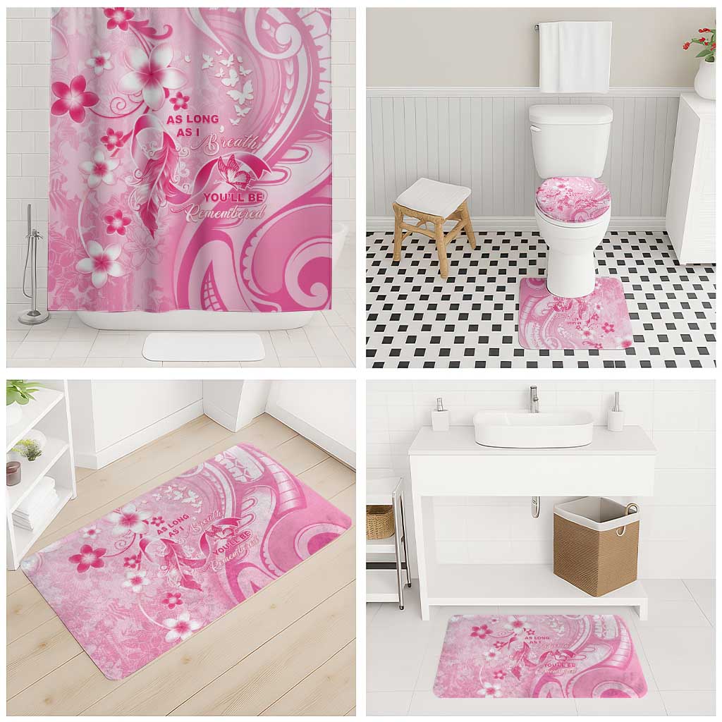 Memorial Pink Breast Cancer Awareness Bathroom Set Plumeria Floral Tribal Pattern - Polynesian Pride