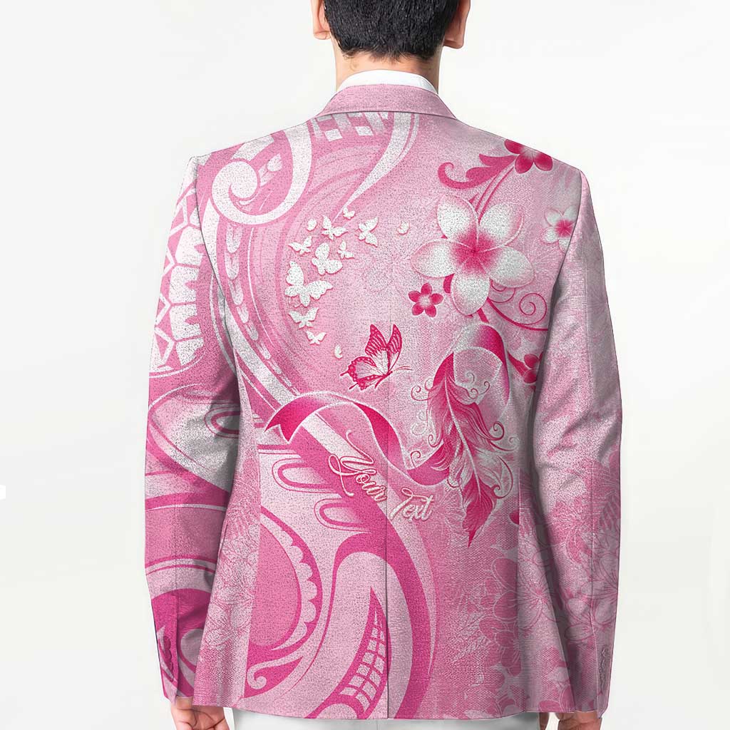 Personalised Memorial Pink Breast Cancer Awareness Blazer Plumeria Floral Tribal Pattern - Polynesian Pride