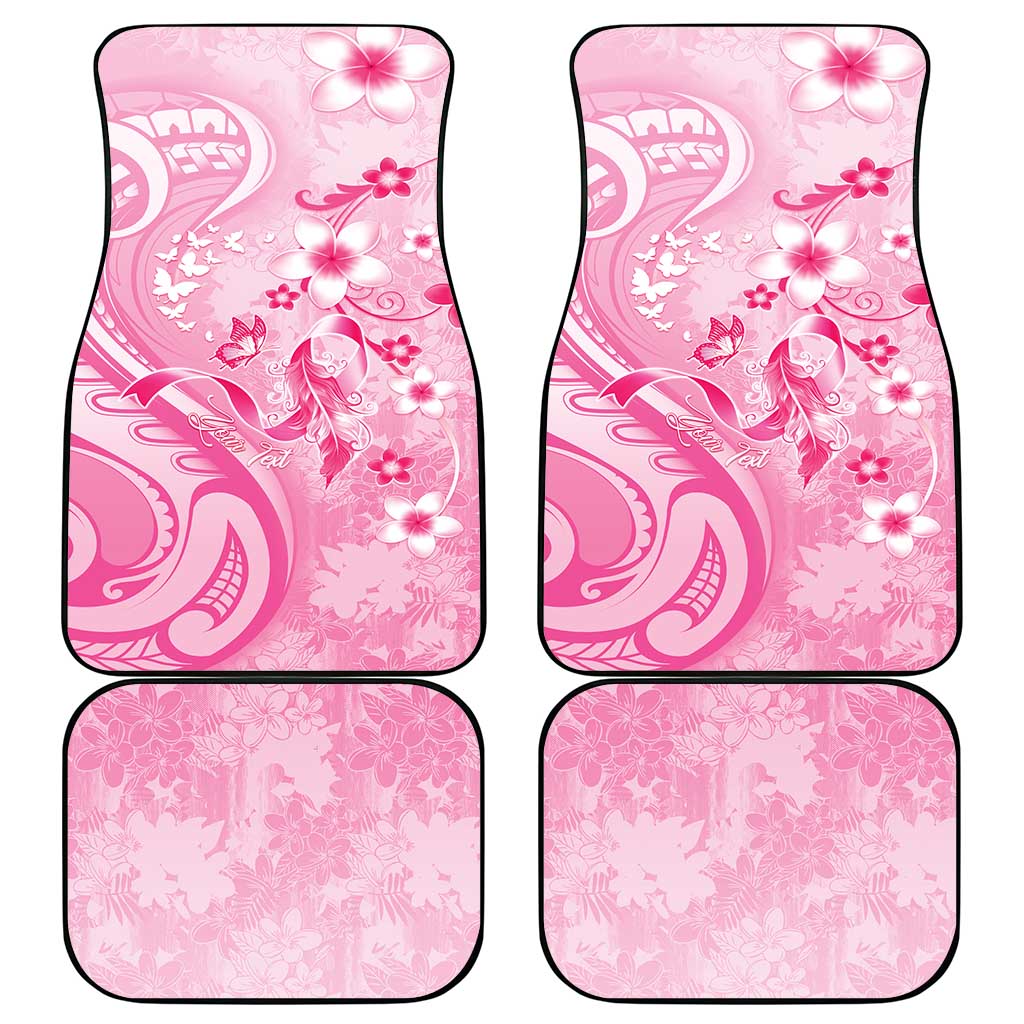 Personalised Memorial Pink Breast Cancer Awareness Car Mats Plumeria Floral Tribal Pattern - Polynesian Pride