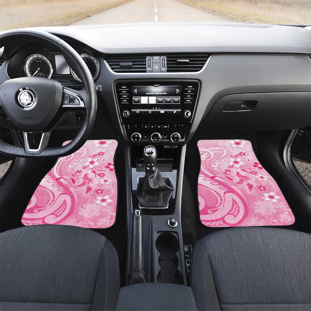 Personalised Memorial Pink Breast Cancer Awareness Car Mats Plumeria Floral Tribal Pattern - Polynesian Pride