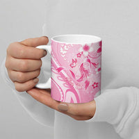 Personalised Memorial Pink Breast Cancer Awareness Ceramic Mug Plumeria Floral Tribal Pattern - Polynesian Pride