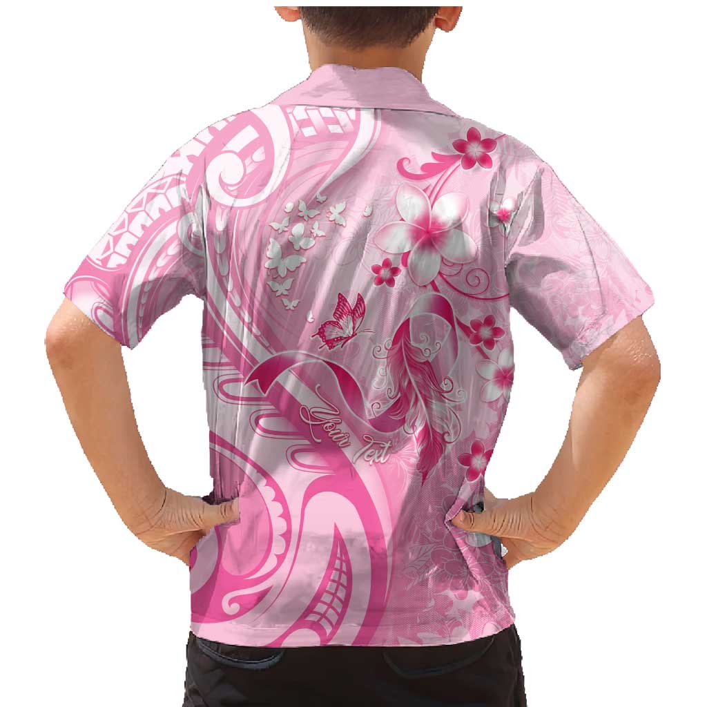 Personalised Memorial Pink Breast Cancer Awareness Family Matching Mermaid Dress and Hawaiian Shirt Plumeria Floral Tribal Pattern - Polynesian Pride