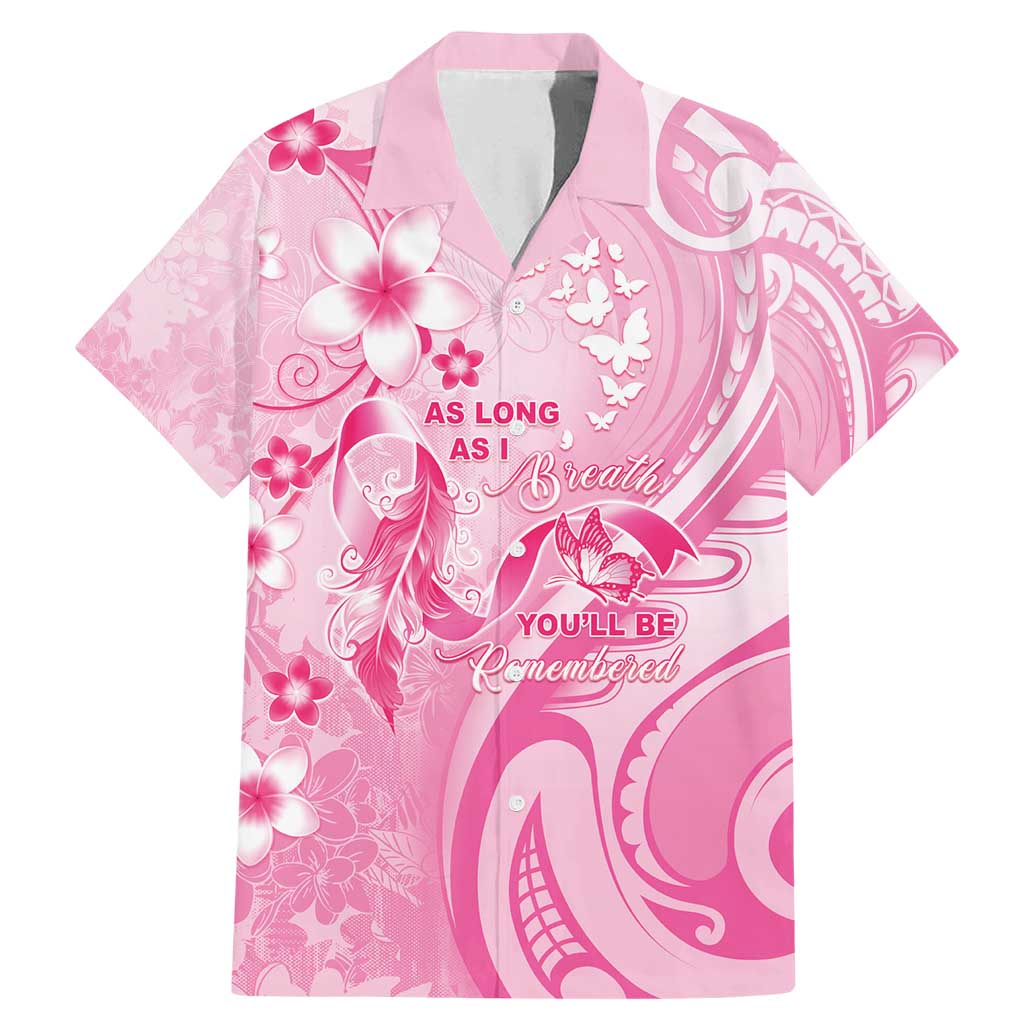Personalised Memorial Pink Breast Cancer Awareness Family Matching Mermaid Dress and Hawaiian Shirt Plumeria Floral Tribal Pattern - Polynesian Pride