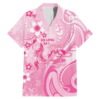 Personalised Memorial Pink Breast Cancer Awareness Family Matching Mermaid Dress and Hawaiian Shirt Plumeria Floral Tribal Pattern - Polynesian Pride