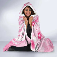 Memorial Pink Breast Cancer Awareness Hooded Blanket Plumeria Floral Tribal Pattern - Polynesian Pride