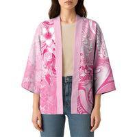 Personalised Memorial Pink Breast Cancer Awareness Kimono Plumeria Floral Tribal Pattern - Polynesian Pride