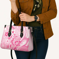 Memorial Pink Breast Cancer Awareness Leather Bag Plumeria Floral Tribal Pattern - Polynesian Pride