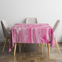 Memorial Pink Breast Cancer Awareness Tablecloth Plumeria Floral Tribal Pattern - Polynesian Pride