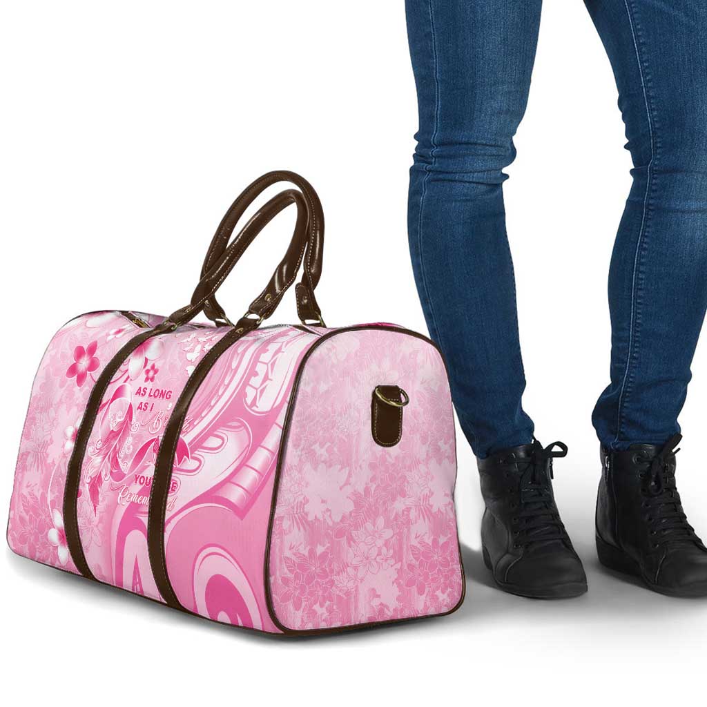 Memorial Pink Breast Cancer Awareness Travel Bag Plumeria Floral Tribal Pattern - Polynesian Pride