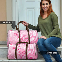 Memorial Pink Breast Cancer Awareness Travel Bag Plumeria Floral Tribal Pattern - Polynesian Pride