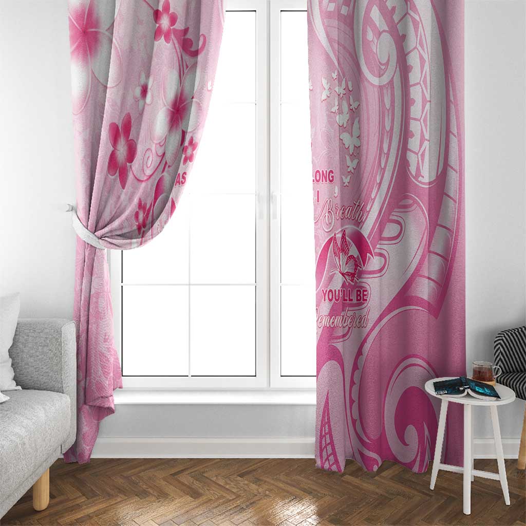 Memorial Pink Breast Cancer Awareness Window Curtain Plumeria Floral Tribal Pattern - Polynesian Pride