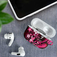 Memorial Breast Cancer Awareness AirPods Case Plumeria Floral Tribal Pattern - Polynesian Pride
