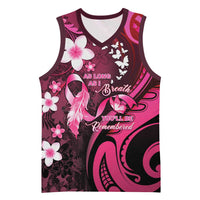 Personalised Memorial Breast Cancer Awareness Basketball Jersey Plumeria Floral Tribal Pattern - Polynesian Pride