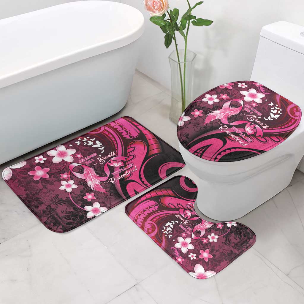 Memorial Breast Cancer Awareness Bathroom Set Plumeria Floral Tribal Pattern - Polynesian Pride