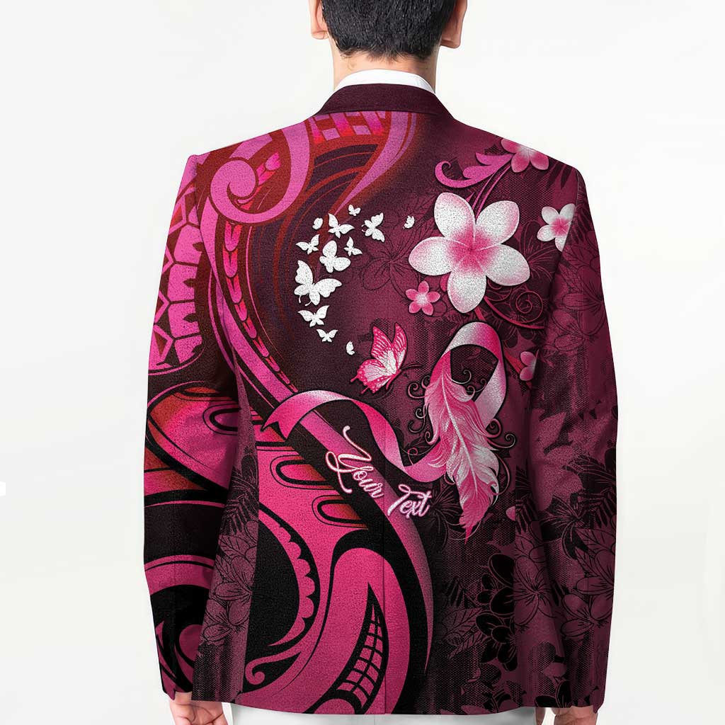 Personalised Memorial Breast Cancer Awareness Blazer Plumeria Floral Tribal Pattern - Polynesian Pride