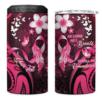 Personalised Memorial Breast Cancer Awareness 4 in 1 Can Cooler Tumbler Plumeria Floral Tribal Pattern - Polynesian Pride