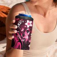 Personalised Memorial Breast Cancer Awareness 4 in 1 Can Cooler Tumbler Plumeria Floral Tribal Pattern - Polynesian Pride