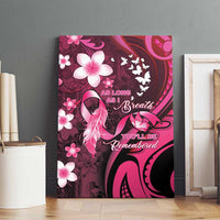 Memorial Breast Cancer Awareness Canvas Wall Art Plumeria Floral Tribal Pattern - Polynesian Pride