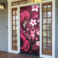 Personalised Memorial Breast Cancer Awareness Door Cover Plumeria Floral Tribal Pattern - Polynesian Pride