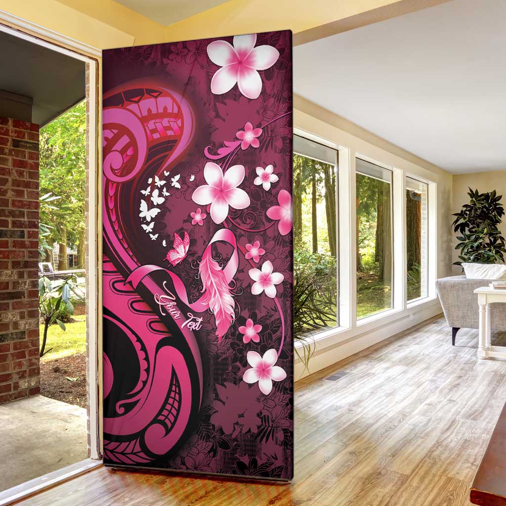 Personalised Memorial Breast Cancer Awareness Door Cover Plumeria Floral Tribal Pattern - Polynesian Pride