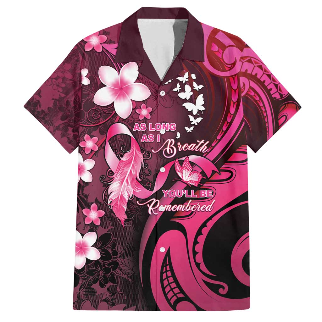 Personalised Memorial Breast Cancer Awareness Family Matching Puletasi and Hawaiian Shirt Plumeria Floral Tribal Pattern - Polynesian Pride