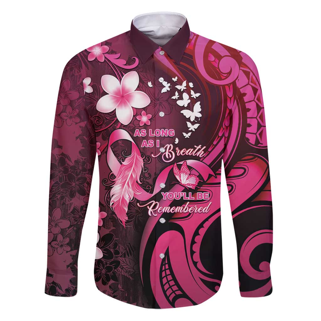 Personalised Memorial Breast Cancer Awareness Family Matching Puletasi and Hawaiian Shirt Plumeria Floral Tribal Pattern - Polynesian Pride