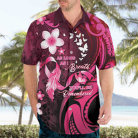 Personalised Memorial Breast Cancer Awareness Hawaiian Shirt Plumeria Floral Tribal Pattern - Polynesian Pride