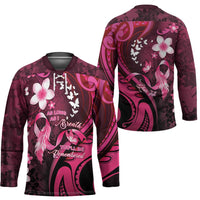 Personalised Memorial Breast Cancer Awareness Hockey Jersey Plumeria Floral Tribal Pattern - Polynesian Pride