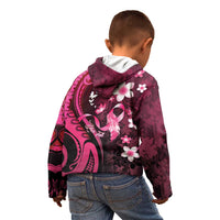 Personalised Memorial Breast Cancer Awareness Kid Hoodie Plumeria Floral Tribal Pattern - Polynesian Pride