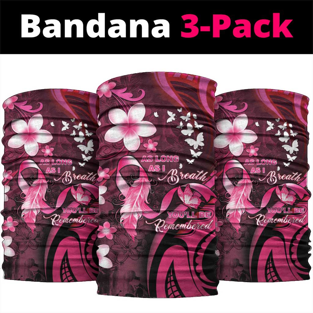 Memorial Breast Cancer Awareness Neck Gaiter Plumeria Floral Tribal Pattern LT05 package One Size: 25*50cm Black - Polynesian Pride