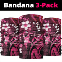 Memorial Breast Cancer Awareness Neck Gaiter Plumeria Floral Tribal Pattern LT05 package One Size: 25*50cm Black - Polynesian Pride