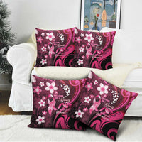 Memorial Breast Cancer Awareness Pillow Cover Plumeria Floral Tribal Pattern - Polynesian Pride