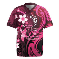 Personalised Memorial Breast Cancer Awareness Rugby Jersey Plumeria Floral Tribal Pattern - Polynesian Pride