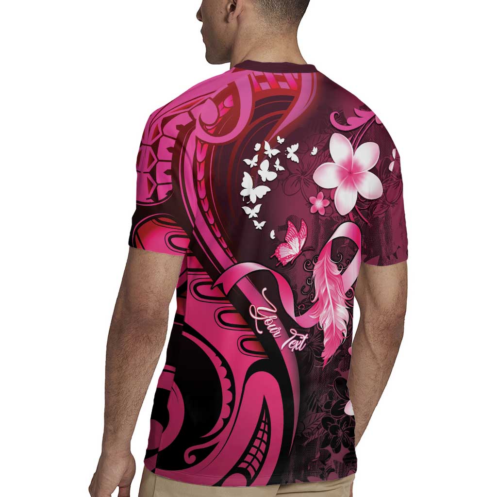 Personalised Memorial Breast Cancer Awareness Rugby Jersey Plumeria Floral Tribal Pattern - Polynesian Pride
