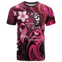 Personalised Memorial Breast Cancer Awareness T Shirt Plumeria Floral Tribal Pattern - Polynesian Pride