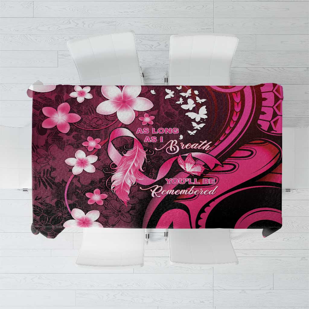 Memorial Breast Cancer Awareness Tablecloth Plumeria Floral Tribal Pattern - Polynesian Pride