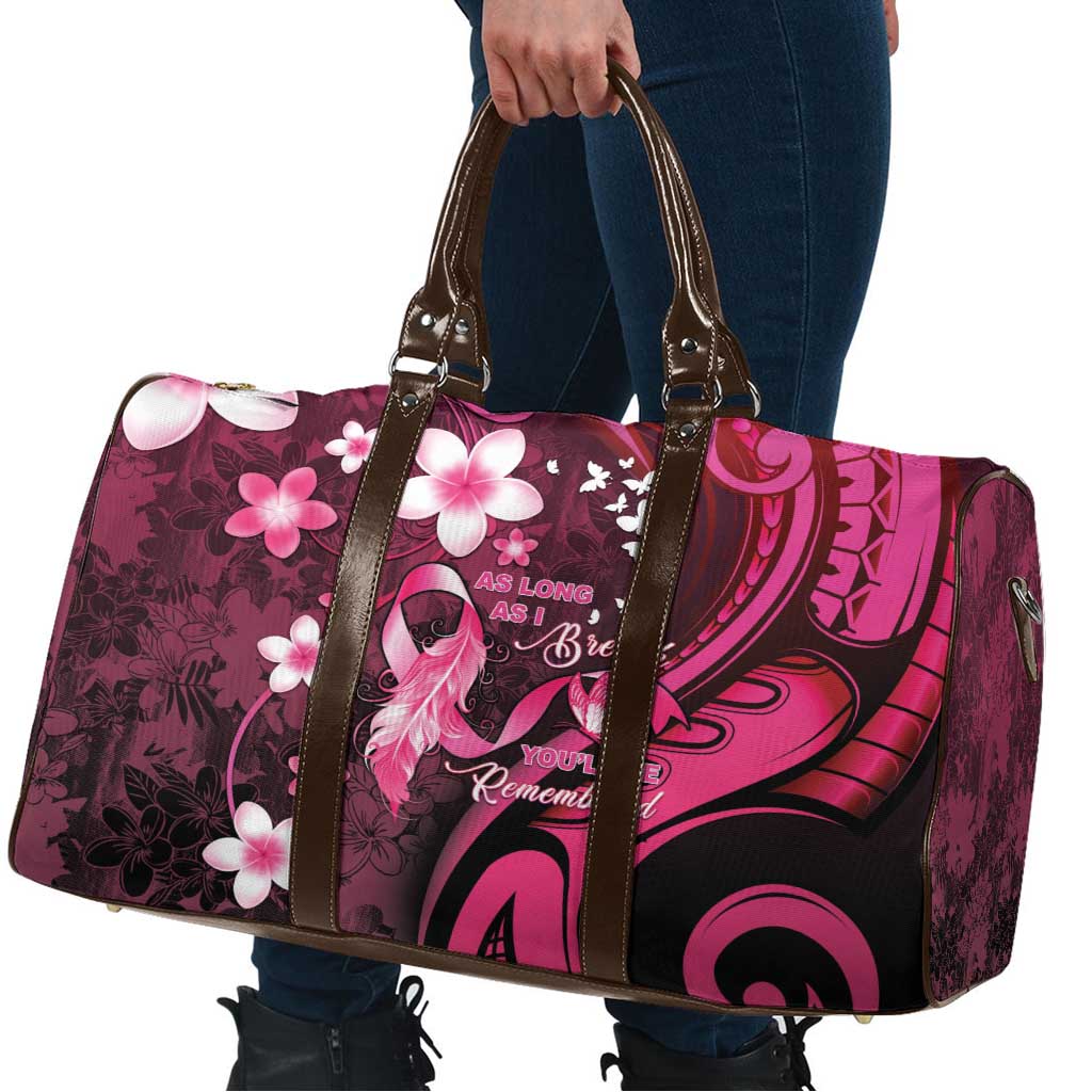 Memorial Breast Cancer Awareness Travel Bag Plumeria Floral Tribal Pattern - Polynesian Pride
