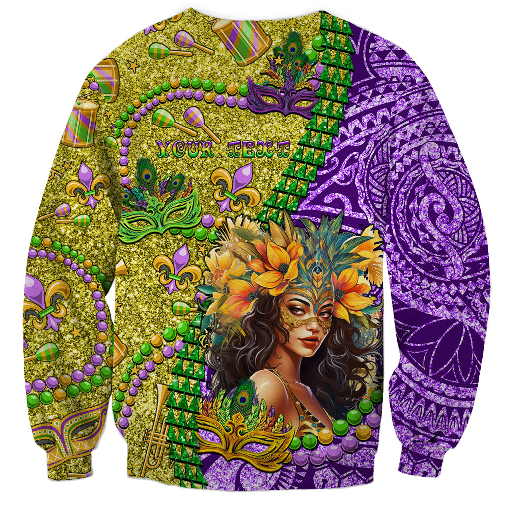 Personalised Hawaii Mardi Gras Sweatshirt Polynesian Pattern With Glitter Style LT05 - Polynesian Pride