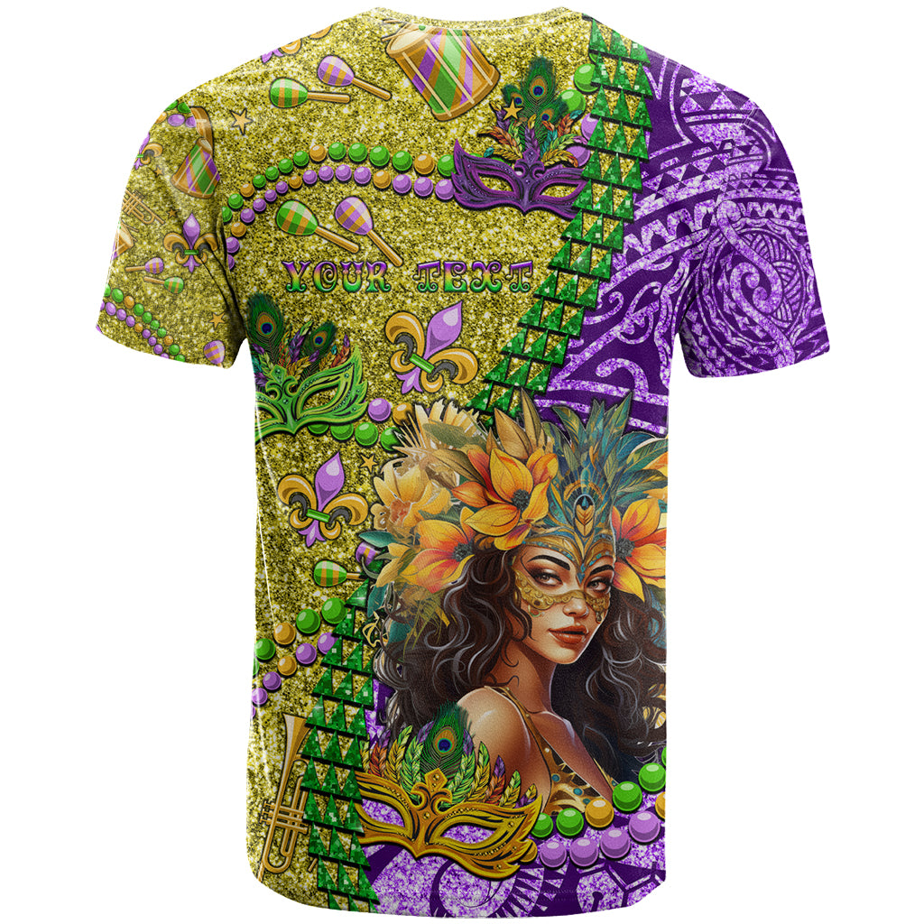 Personalised Hawaii Mardi Gras T Shirt Polynesian Pattern With Glitter Style LT05 - Polynesian Pride