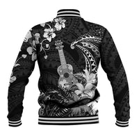 Hawaii Ukulele Baseball Jacket Polynesian Pattern Mix Hibiscus Black Version LT05 - Polynesian Pride