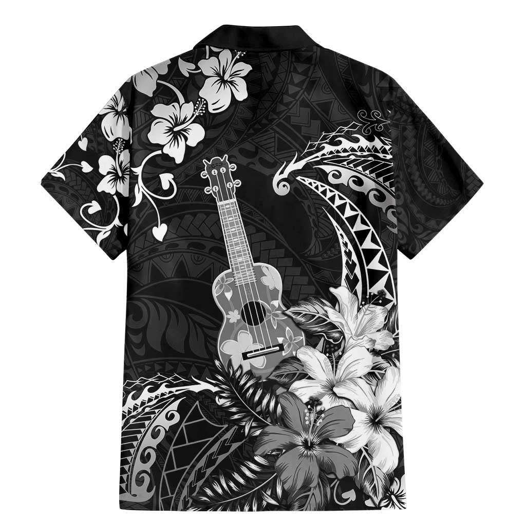 Hawaii Ukulele Family Matching Mermaid Dress and Hawaiian Shirt Polynesian Pattern Mix Hibiscus Black Version LT05 - Polynesian Pride