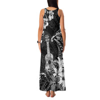 Hawaii Ukulele Family Matching Tank Maxi Dress and Hawaiian Shirt Polynesian Pattern Mix Hibiscus Black Version LT05 - Polynesian Pride