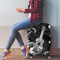 Hawaii Ukulele Luggage Cover Polynesian Pattern Mix Hibiscus Black Version