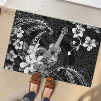 Hawaii Ukulele Rubber Doormat Polynesian Pattern Mix Hibiscus Black Version LT05 - Polynesian Pride