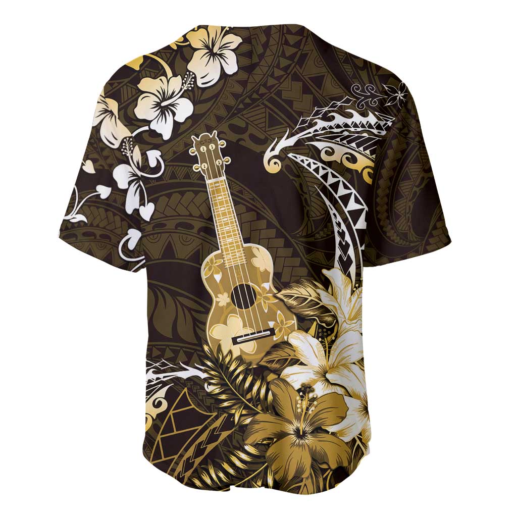 Hawaii Ukulele Baseball Jersey Polynesian Pattern Mix Hibiscus Gold Version LT05 - Polynesian Pride