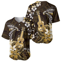 Hawaii Ukulele Baseball Jersey Polynesian Pattern Mix Hibiscus Gold Version LT05 - Polynesian Pride