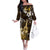 Hawaii Ukulele Family Matching Off The Shoulder Long Sleeve Dress and Hawaiian Shirt Polynesian Pattern Mix Hibiscus Gold Version LT05