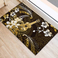 Hawaii Ukulele Rubber Doormat Polynesian Pattern Mix Hibiscus Gold Version LT05 - Polynesian Pride