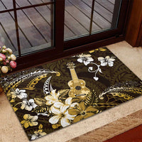Hawaii Ukulele Rubber Doormat Polynesian Pattern Mix Hibiscus Gold Version LT05 - Polynesian Pride